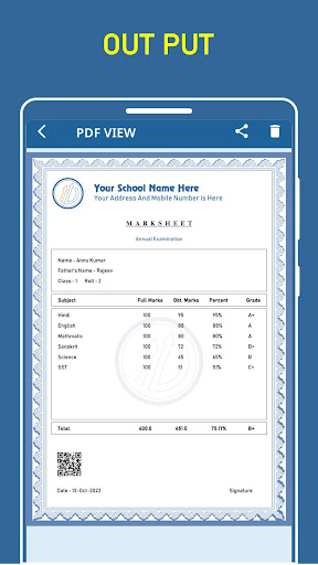 Mark sheet generator PC