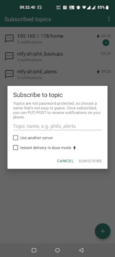 ntfy - PUT/POST to your phone PC