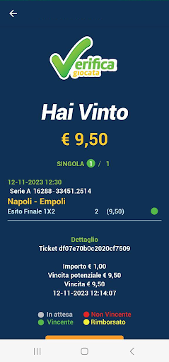 Verifica Giocata - Scommessa PC