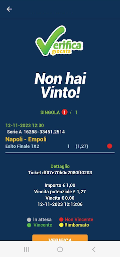 Verifica Giocata - Scommessa PC