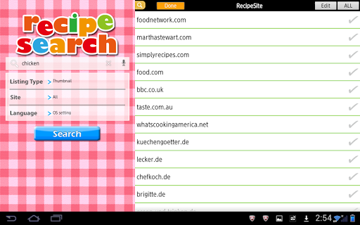 Recipe Search for Tab PC