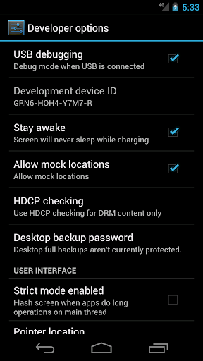 Developer options PC