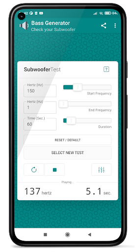Bass Generator. Subwoofer Test PC