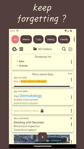 ZZinNote for memo, notes, todo PC