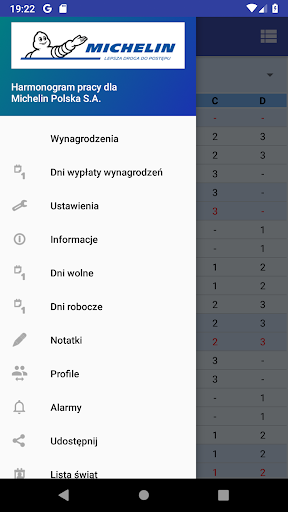 Harmonogram pracy dla Michelin PC