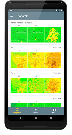 Kanarek - ostrzeżenia o smogu PC
