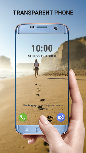 Transparent phone. Wallpaper