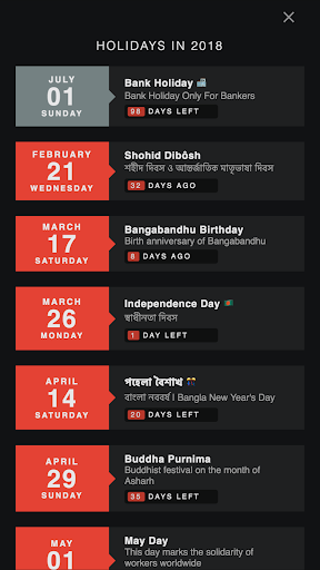 Bangla Holiday Calendar 2025