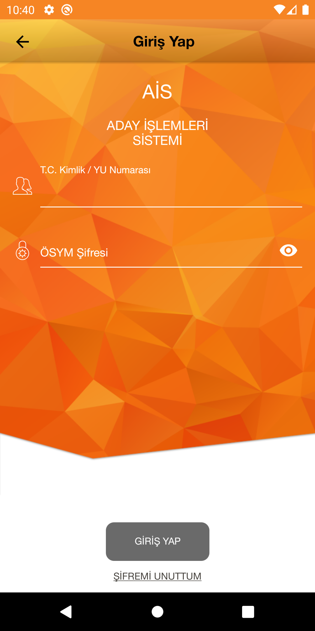 ÖSYM Aday İşlemleri Sistemi PC