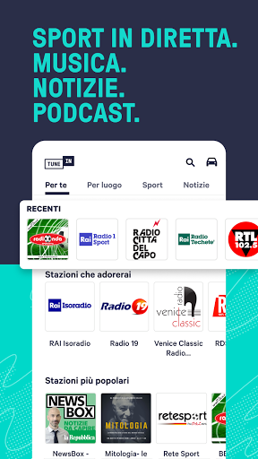 TuneIn Radio: sport e musica